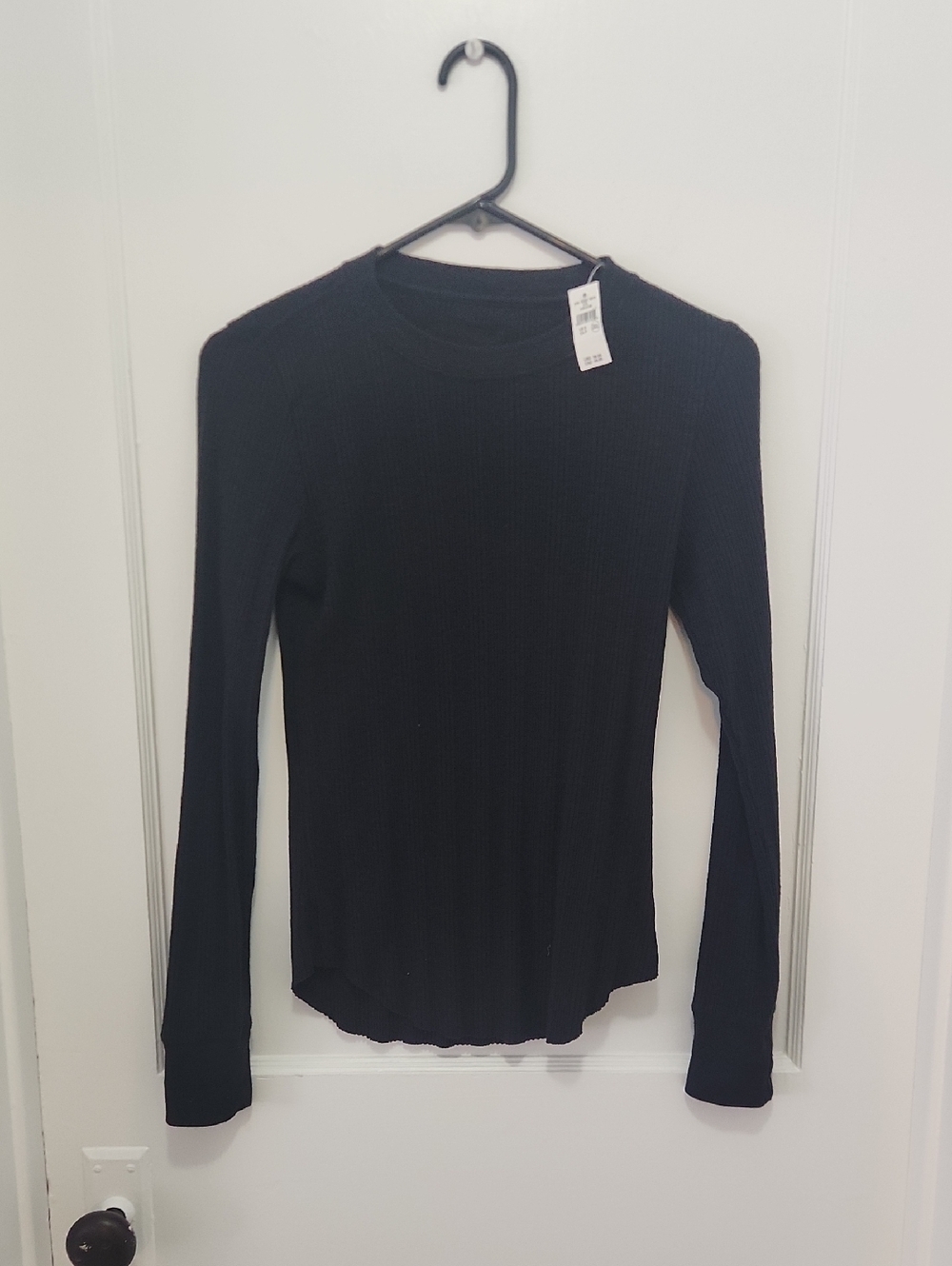NWT Aerie Black Women's Ribbed Longsleeve Top Size Small